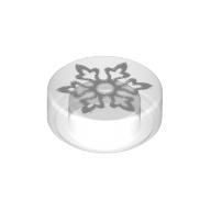 Деталь LEGO Tile Round 1 x 1 with 6 Pointed Snowflake, Прозрачный бесцветный