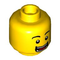 Деталь LEGO Minifig Head, Eyebrows, Wide Open Smile with Teeth and Tongue / Blushing with Teeth Print, Желтый
