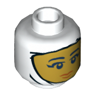 Деталь LEGO Minifig Head Mummy, Yellow Face, Mummy Wraps, Peach Lips, Белый