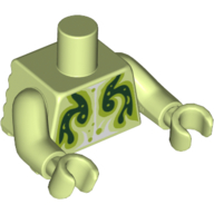 Деталь LEGO Minifig Torso Modified Short with Ridged Armor with Dark Green/Lime Monster print, Желто-зеленый