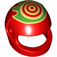 Деталь LEGO Minifig Standard Helmet with Red Yellow Green Circles print, Красный