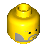 Minifig Head Light Bluish Grey Beard (Obi-Wan Kenobi)