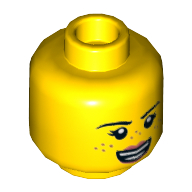 Деталь LEGO Minifig Head Freckles, Pink Lips, Angry Smile, Желтый
