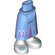 Деталь LEGO Minidoll Hips and Skirt with Ankles with Medium Lavender Trim, Medium Blue Decorations on White Shoes, Средне-голубой