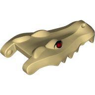 Деталь LEGO Alligator / Crocodile Head Upper Jaw in Tan with Red Eyes Print, Песочный