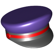 Деталь LEGO Minifig Captain's Cap with Purple Top and Red Stripe, Темно-фиолетовый