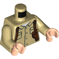 Деталь LEGO Torso Shirt, Pockets, Reddish Brown Holster, Gun Print, Tan Arms, Light Flesh Hands, Песочный
