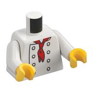 Деталь LEGO Torso Chef with 8 Buttons and Long Red Neckerchief / Neckerchief on Back Print, White Arms, Yellow Hands, Белый