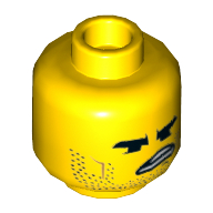 Деталь LEGO Minifig Head Angry, Crooked Grin, Teeth, Желтый