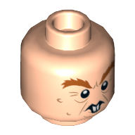 Деталь LEGO Minifig Head Peter Pettigrew, Reddish Brown Eyebrows, Black Eyes, Buck Teeth, Светлый телесный