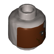 Деталь LEGO Minifig Head Cyborg, Half Face, Half Metal Plates with Red Eye Print, Матовый серебристый