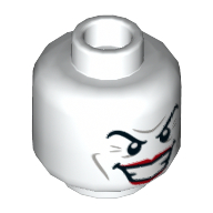 Деталь LEGO Minifig Head Joker, Eyebrows, Red Lips, Wide Smile Showing Teeth, Белый
