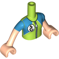 Деталь LEGO Minidoll Torso Girl Medium Azure/Lime Wet Suit, Zipper, Sea Horse Logo, Лайм