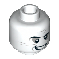Деталь LEGO Minifig Head Metamorpho, Side Grin, Dark Bluish Gray Eye-shadow and Face Lines Print, Белый