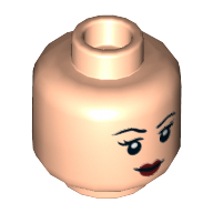 Деталь LEGO Minifig Head Wonder Woman, Eyebrows, Eyelashes, Red Lips, Annoyed / Slight Smile Print, Светлый телесный