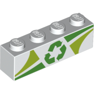 Набор LEGO Brick 1 x 4 with Gree/Lime Shapes, Recycle Logo/Symbol, Белый