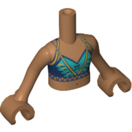 Деталь LEGO Minidoll Torso Purple / Azure Bikini, Yellow Straps, Средне-темный телесный