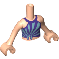 Деталь LEGO Minidoll Torso Girl with Medium Blue/Dark Purple Top with Knot, Светлый телесный