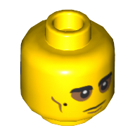 Деталь LEGO Minifig Head Vito, Eyebrows and Mole, Medium Dark Flesh Cheek Lines, Baggy Eyes / Black Mask Print, Желтый