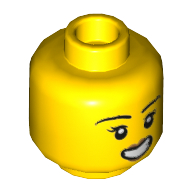Деталь LEGO Minifig Head Rooky Partnur, Eyebrows, Eyelashes, Peach Lips, Scared Open Mouth with Teeth Print, Желтый