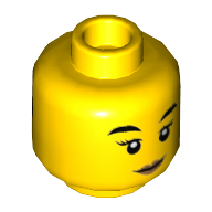 Деталь LEGO Minifig Head Daisy Kaboom, Eyebrows, Peach Lips and Closed Mouth Smirk / Black Mask Print, Желтый