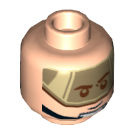 Деталь LEGO Minifig Head Rebel Pilot, Chin Strap, Dark Tan Visor / Open Mouth Grin Print, Светлый телесный