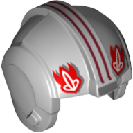Деталь LEGO Minifig Helmet Rebel Pilot (Star Wars) with Red Symbols, Dark Red Stripes, Светлый сине-серый