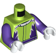 Деталь LEGO Torso Racing Suit with Dark Purple Flames Print, Dark Purple Arms, White Hands, Лайм