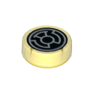 Tile Round 1 x 1 with Black and White Yellow Lantern Symbol print