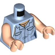 Деталь LEGO Torso Vest Shirt with Pockets, Necklace Print, Light Flesh Arms and Hands, Ярко-светло-голубой