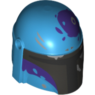 Деталь LEGO Minifig Helmet Mandalorian with Holes with Dark Purple and Dark Bluish Grey print, Темно-лазурный
