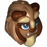 Деталь LEGO Minidoll Mask Beast with Reddish Brown Horns, Blue Eyes, Fangs and Tan Beard Print, Средне-темный телесный