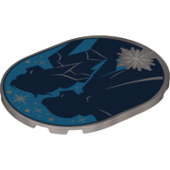 Tile 6 x 8 with Rounded Corners with Black Elsa and Anna Contour on Blue Background, Silver Star print