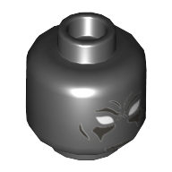 Деталь LEGO Minifig Head Black Panther, White Eyes, Silver Lines Print, Черный