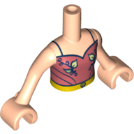 Деталь LEGO Minidoll Torso Girl Pink Top, Leaves Decorations, Yellow Belt, Светлый телесный