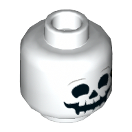 Деталь LEGO Minifig Head Skeleton, Smiling Face Print, Белый