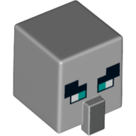 Деталь LEGO Minifig Head Special, Cube with Nose and Villager Face with Blue Eyes Print, Светлый сине-серый