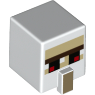 Деталь LEGO Minifig Head Special, Cube with Nose and Face with Red Eyes Print, Белый