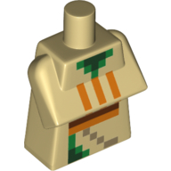 Деталь LEGO Torso Special, Long with Folded Arms with Pixellated Orange and Green Squares Print, Песочный