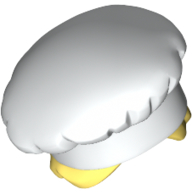 Деталь LEGO Minifig Hat Double Mould - Chef Style over Yellow Hair with Bun, Белый