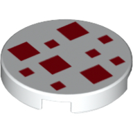 Деталь LEGO Tile Round 2 x 2 with 4 Large and 6 Small Red Squares Print, Белый
