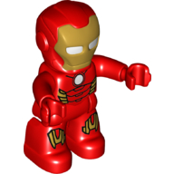 Деталь LEGO Duplo Figure with Helmet, with Red Legs and Gold Armor Print (Iron Man), Красный