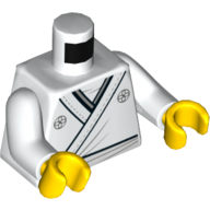 Деталь LEGO Torso Robe, with Light Bluish Gray Emblems on Shoulders Print, White Arms, Yellow Hands, Белый