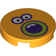 Деталь LEGO Tile Round 2 x 2 with Bottom Stud Holder with Face with Round Mouth Print, Ярко-светло-оранжевый