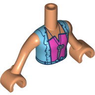 Деталь LEGO Minidoll Torso Medium Azure Jacket, Dark Pink Shirt, Scissors for Pendant, Телесный
