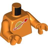 Деталь LEGO Torso Classic Space Logo (2019) Print, Orange Arms and Hands, Оранжевый