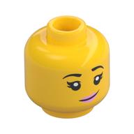 Деталь LEGO Minifig Head Zombie, Red Eyes, Eyebrows, Silver Lines, Crooked Smile Print, Желтый
