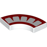 Tile 2 x 2 Curved, Macaroni with 4 Red Points and Border Print
