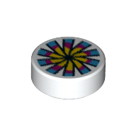 Деталь LEGO Tile Round 1 x 1 with Chinese Candy print, Белый