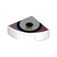 Деталь LEGO Tile Round 1 x 1 Quarter with Black Line, White Field, Black Dot print, Белый